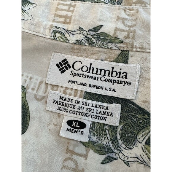 Columbia Short Sleeve Button Front Shirt Fish Print Size XL Cotton - Picture 4 of 6